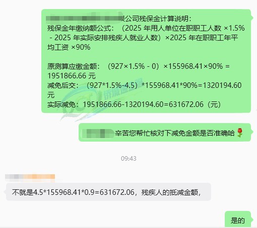 客户沟通记录截图，残保金减免金额 631,672.06 元，客户名称与头像已脱敏